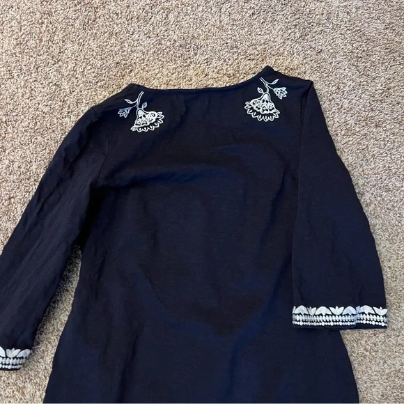 Boden Clemmie Jersey Navy Blue White Embroidered Dress - Picture 7 of 11